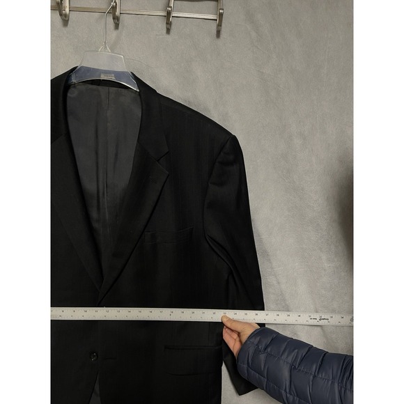 Jos A Bank Suit Men 46R Black‎ Brown Striped 2B Academia Wool 39X32 Pants Luxury - Picture 4 of 16